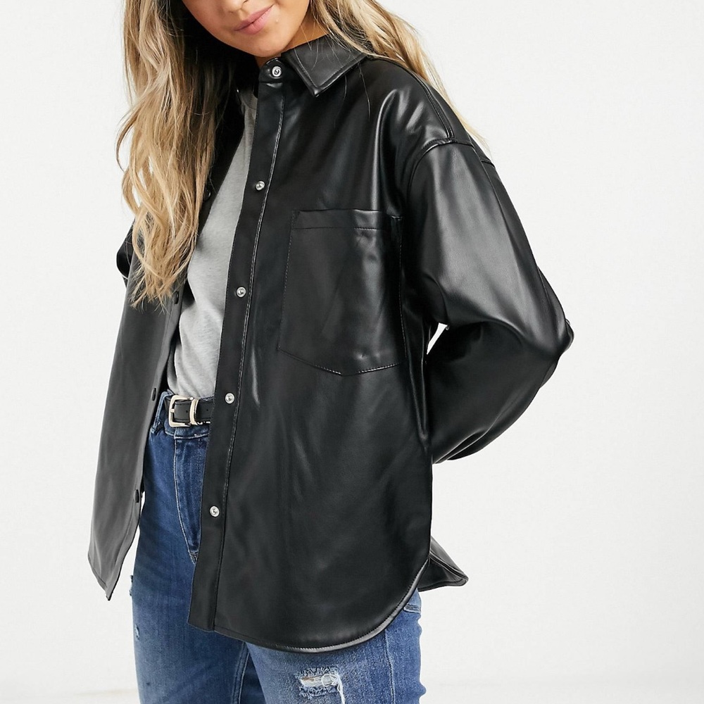 Brand new leather shacket.